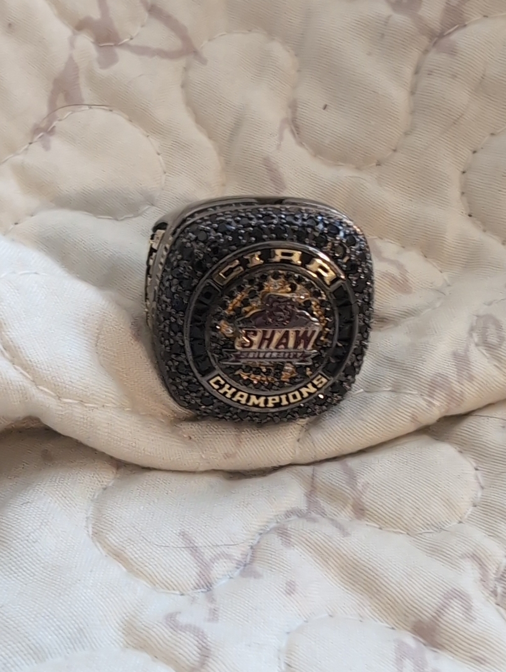 Black and Gold Women's Championship Ring - Shaw University